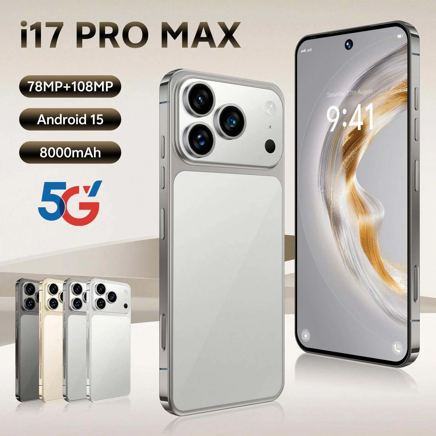I17 Pro Max Mobile Phones Dual Sim Global Version I17ProMax Smartphone 8GB+256GB Cell Phones - Image 3
