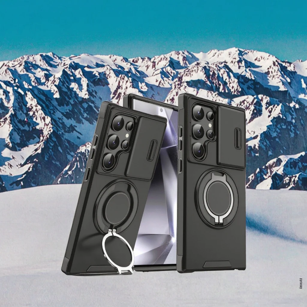 Heavy Duty Rugged Luxury Magnetic Hybrid Armor TPU+PC Shockproof 2-in-1 Slide Camera Lens Protective Case for Pack of 2 - Image 3