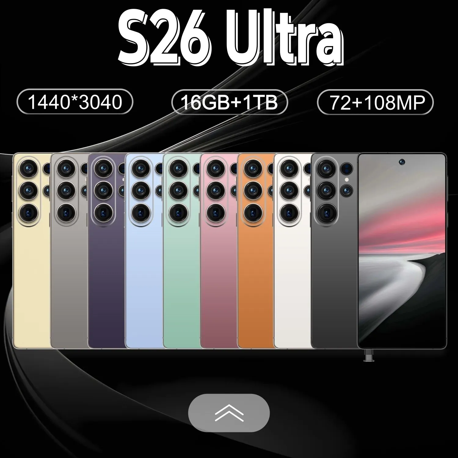 Best Choice S26 Ultra 5G Smartphone 16GB RAM 1TB Storage Camera Unlocked Android Mobile Phone with Face ID Fingerprint Dual SIM