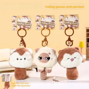 Plush Keychain Cute Cartoon Flying Mouse Glasses Cloth Key Chain Soft Student School Bag Pendant for Wholesale Bag Charm Pack of 2