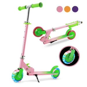 Kick Scooters & Football Scooters - Lightweight Flashing Wheels & 3 Levels Adjustable Handlebar Foldable Scooter for Kids