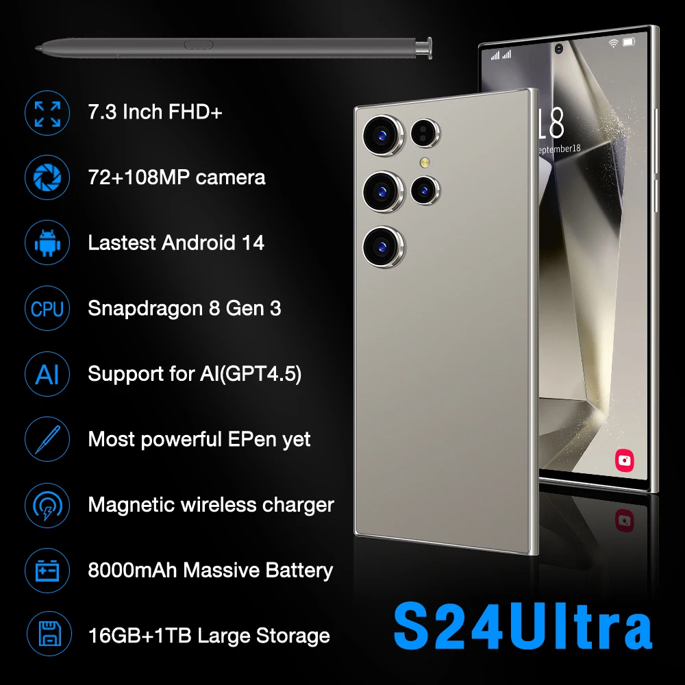 New HD Cheap Price 5G Smart Phone Built-in S Pen Facial Recognition Fingerprints Unlocking Mobile Phone - Image 3