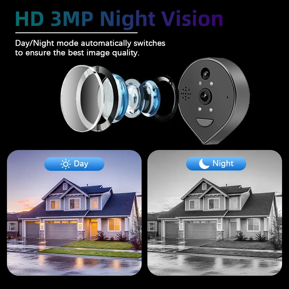 Smart Life Wireless Security Home Video Doorbell Camera Wifi 2.4G 1080P Ring Bell Door Peephole Intercom Video With Screen - Image 3