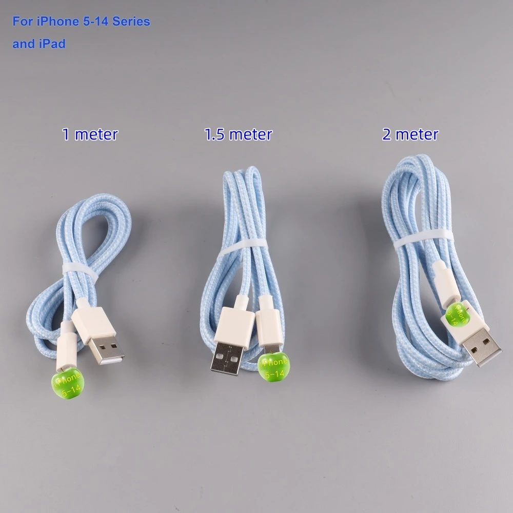 2m Blue Heavy-Duty Braided USB-A to iPhone Fast Charging Cable, Dual-Layer for Home Bed & Long-Distance Use - Image 2
