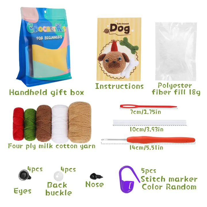 Soft DIY Beginners Crochet Kit Beginners Crochet Kit Dog Animal Set Hand Crochet Material Kit - Image 4