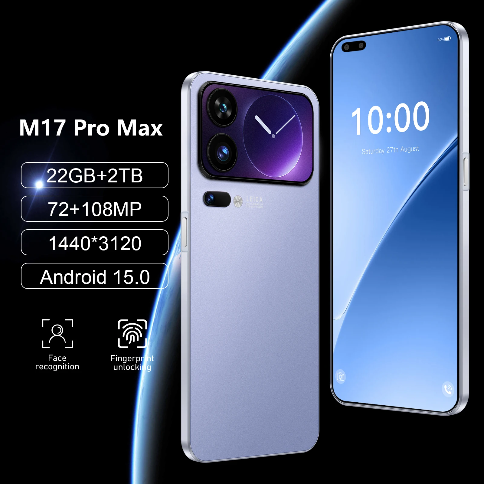 Highly Recommend New Product Android 15 OLED Mobile Phone M17 Pro Max 5G Smartphone Unlocked Phone for 7000mah - Image 4
