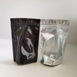 100 Pcs Transparent Zip Lock Stand-Up Mylar Bags Stock 1 Pack Glossy Black Foil Pouch Clear Front Side Plastic Food Packaging Pack of 100