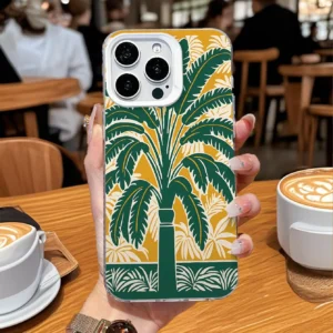 Trendy Tropical Palm Tree Retro Hawaii Style Shockproof TPU Case UV Painting Anti-Fingerprint Protection for Pack of 5