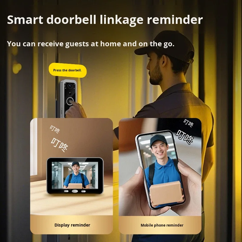 FY847 Cross-border Graffiti Electronic cat Eye Split 5-inch Wireless IPS HD WiFi Mobile Phone Remote Visual Intercom Doorbell Pack of 10 - Image 4