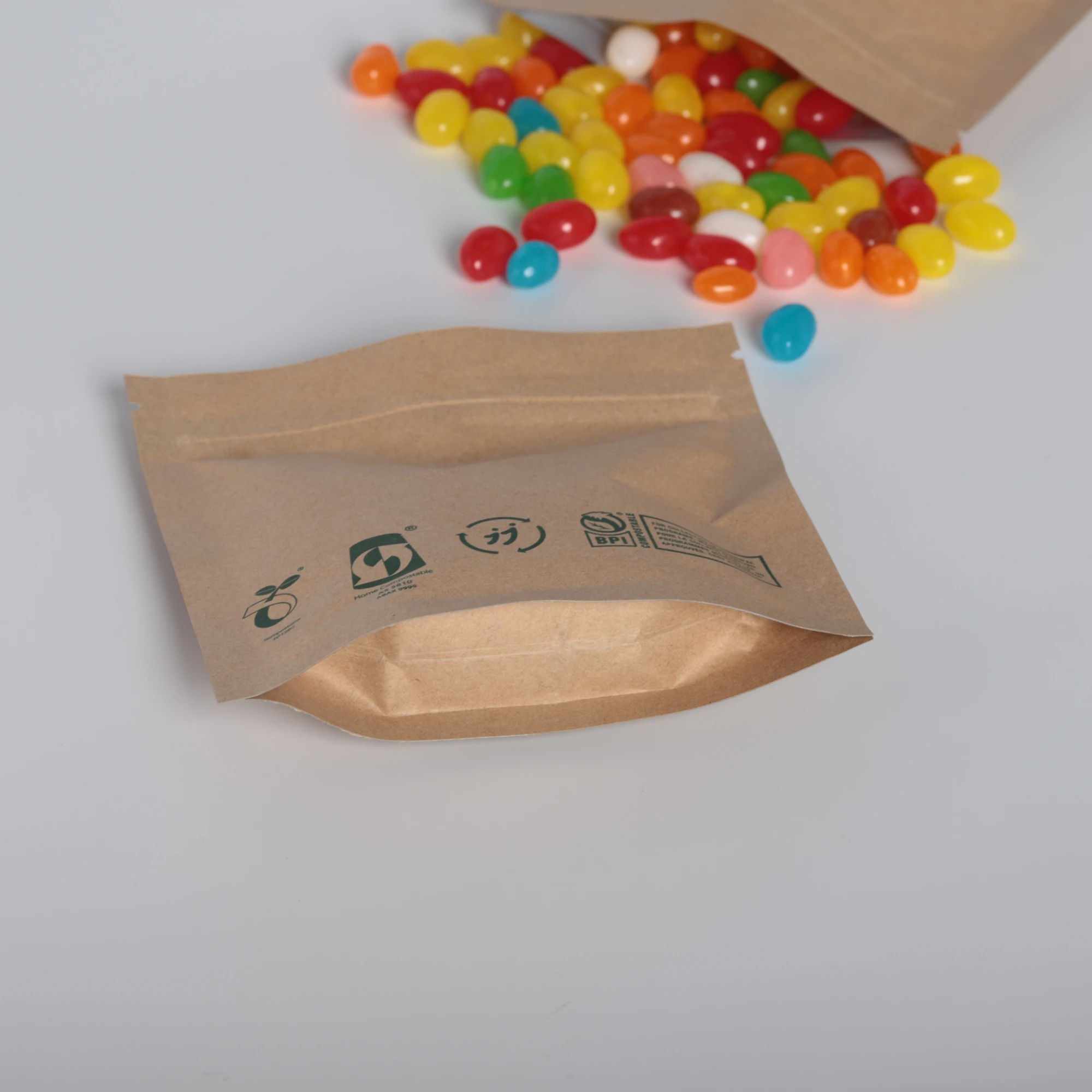 100% Biodegradable Paper Kraft Stand-Up Pouch Ziplok Smell Proof Packaging Custom Designed for Food Plastic Material - Image 4