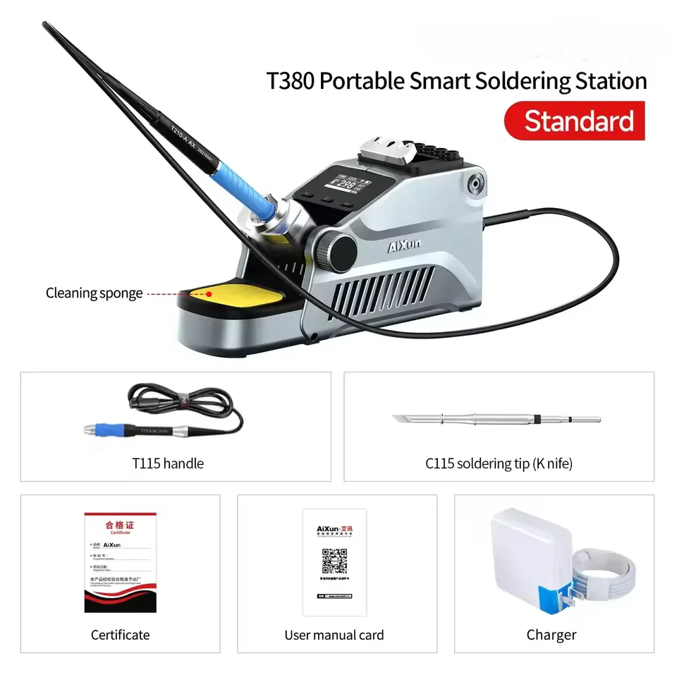 Soldering Station AIxun T380 80W Electric Soldering Station T210/T115 Handle Rapid Heating C210 C115 Welding Iron Tip Rework PCB - Image 2