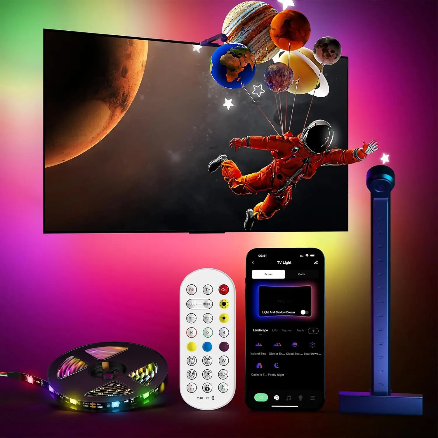 55inch 65inch 75inch Screen Backlight Fish-Eye Correction Function Sync RGB TV LED Backlight with Camera and APP Control