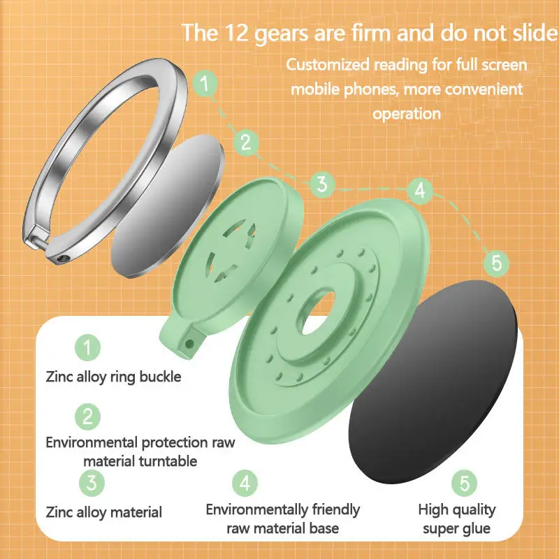 360-degree Rotating Ring Mobile Phone Stand Base, Magnetic Car Metal Handle, Mobile Phone Stand, Car Parts Stand - Image 4