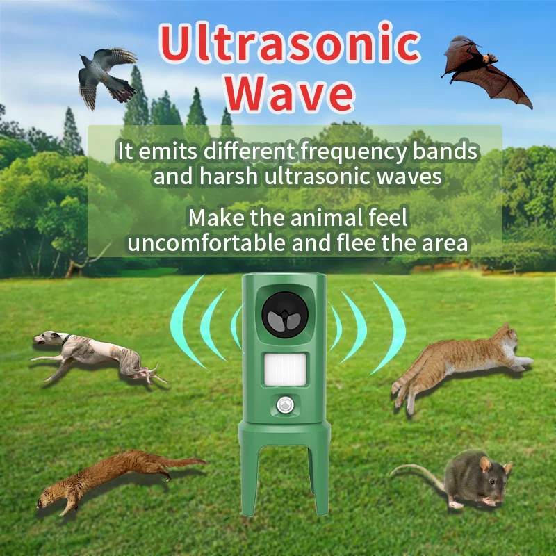 Variable Frequency Conversion Ultrasonic Infrared Sensor Animal Car Dog Snake Mouse Bird Repeller Pack of 2 - Image 2