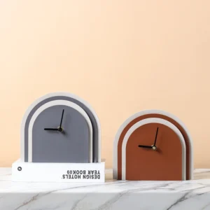 Modern Nordic Luxury Style Wooden Desk Clock Silent Quartz Movement Luminous Geometric Arch Design for Home Room Decoration Pack of 2