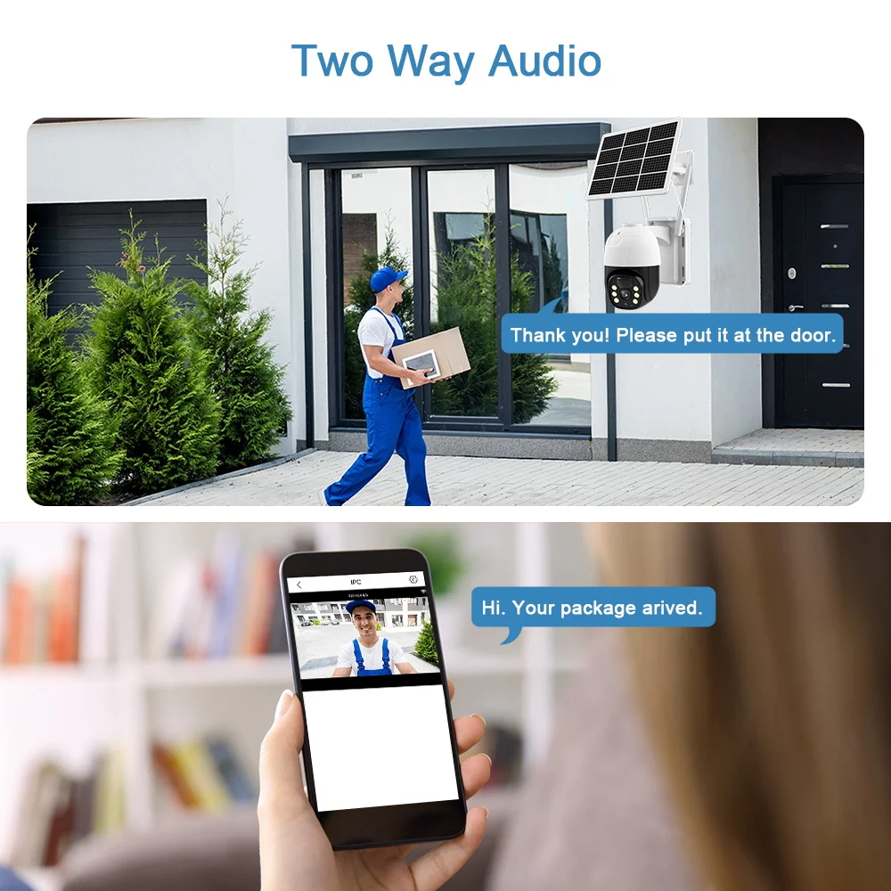 5MP 4G Wifi Survalance Cameras Color Night Vision Battery Solar Panel Camera 2 Way Audio PIR Motion Detection Security Camera Pack of 2 - Image 3