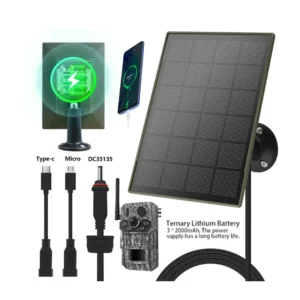 Rscamtom 3W Outdoor Hunting Portable Camera 5V Solar Panel 6000mAh Battery Supports Mobile Phone Charging Cloud Data CMOS Pack of 2