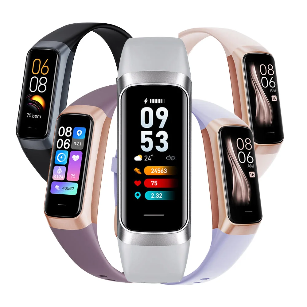 Hot Selling 1.1" Screen Blood Pressure Body Temperature SmartBand C60 Smart Bracelet Band Fitness Tracker for Ios Phone