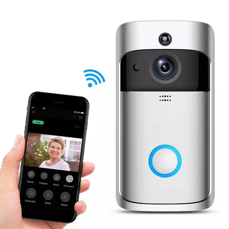 Wireless HD Video Doorbell V5 WIFI Wireless Visual Doorbell for Smart Home Security Pack of 2