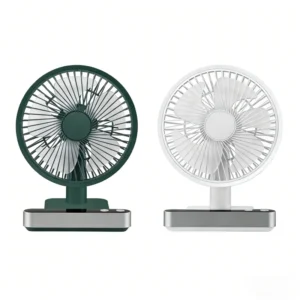 F702 USB Rechargeable Portable Automatic Head Shaking Desktop Silence Digital Display Larger Size Strong Wind Fan Pack of 2