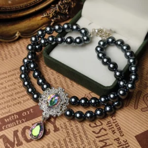 Luxury Pet Accessories Pearl Choker Double Row Rhinestone Necklace and Double Layer Luxury Collar for Cats and Dogs Pack of 5