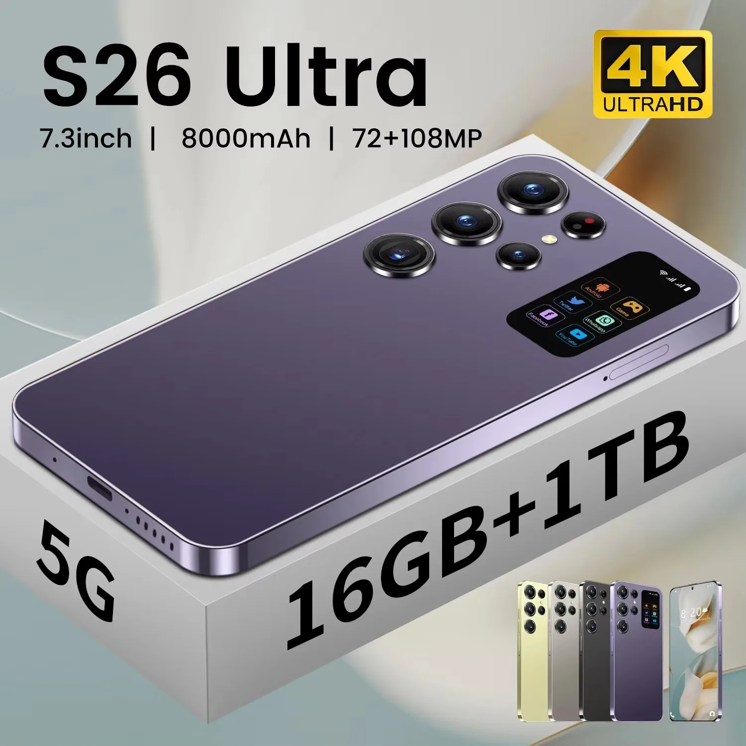 Customer Choice Unlock S26 Ultra 5G Smart Mobile Phone 7.3-inch HD Screen 16GB RAM+1TB Storage Deca Core Processor - Image 4