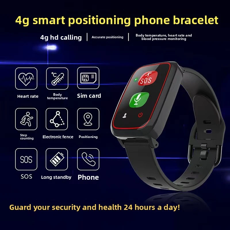 GPS Positioning Anti-lost Bracelet Smart 4G Phone Watch Tracking Heart Rate Body Temperature Waterproof Metal Silicone S7 Pack of 2 - Image 2