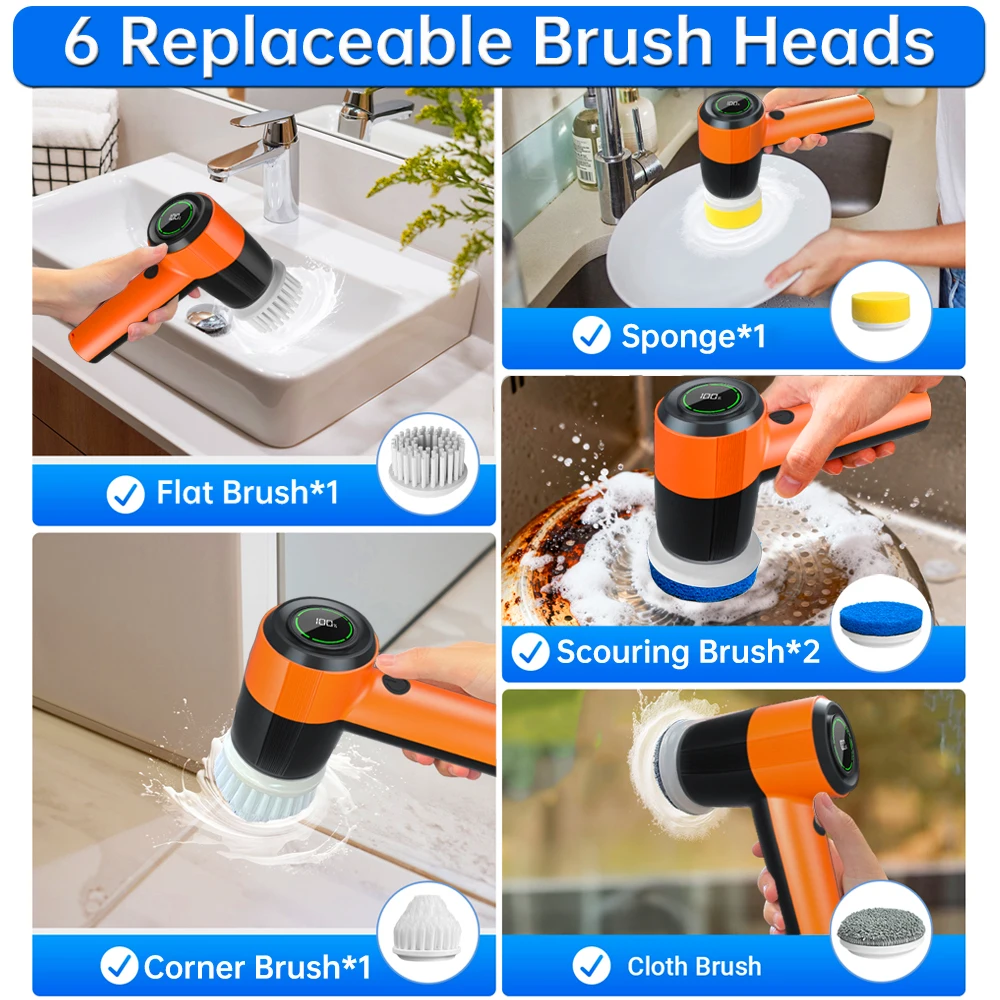 Smart Home Cleaning Products Electric Cleaning Brush Scrubber Dish Scrubber Spin Brush Scrubber Kitchen Gadgets Alibaba Portugal - Image 4