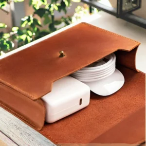 Genuine Leather Travel Electronics Bag Leather Charger Bag Personalized Leather Cable Organizer Pack of 300