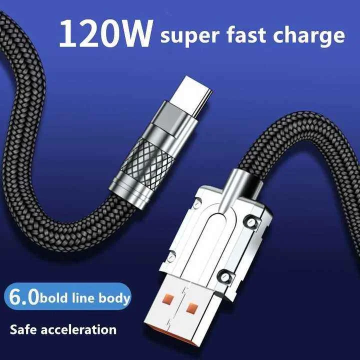 Super Fast Charge Type-C Nylon Charging Cables Popular 120W Braided Thick USB Charger Phones Mobile Phones Cable Pack of 20 - Image 4