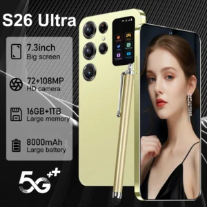 Face Recognition Unlock S26 Ultra 5G Smart Mobile Phone Big HD Screen 16GB+1T