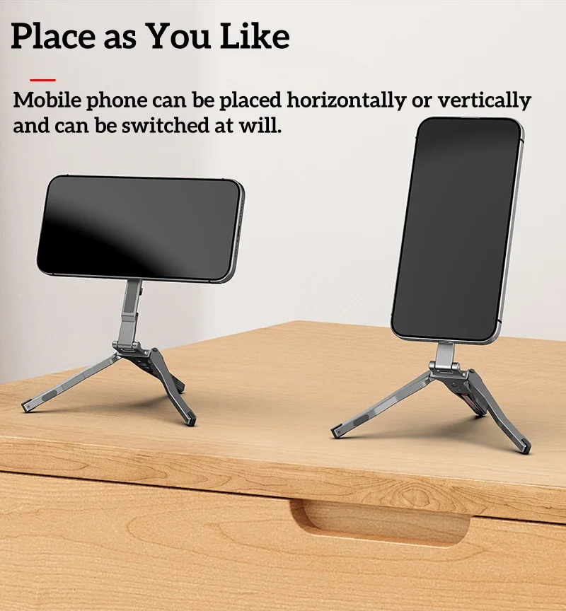 Magnetic Pocket Phone Tripod Foldable Compatible With Magsafe iPhone 16/15/14/13/12 Plus Pro Max Mini Phone Mount Desk Stand - Image 2