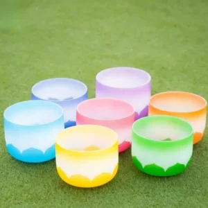 Petaloid Pattern 6"-12" Chakra Quartz Crystal Singing Bowl Set Musical Instruments for Healing Meditation & Reduced Pressure
