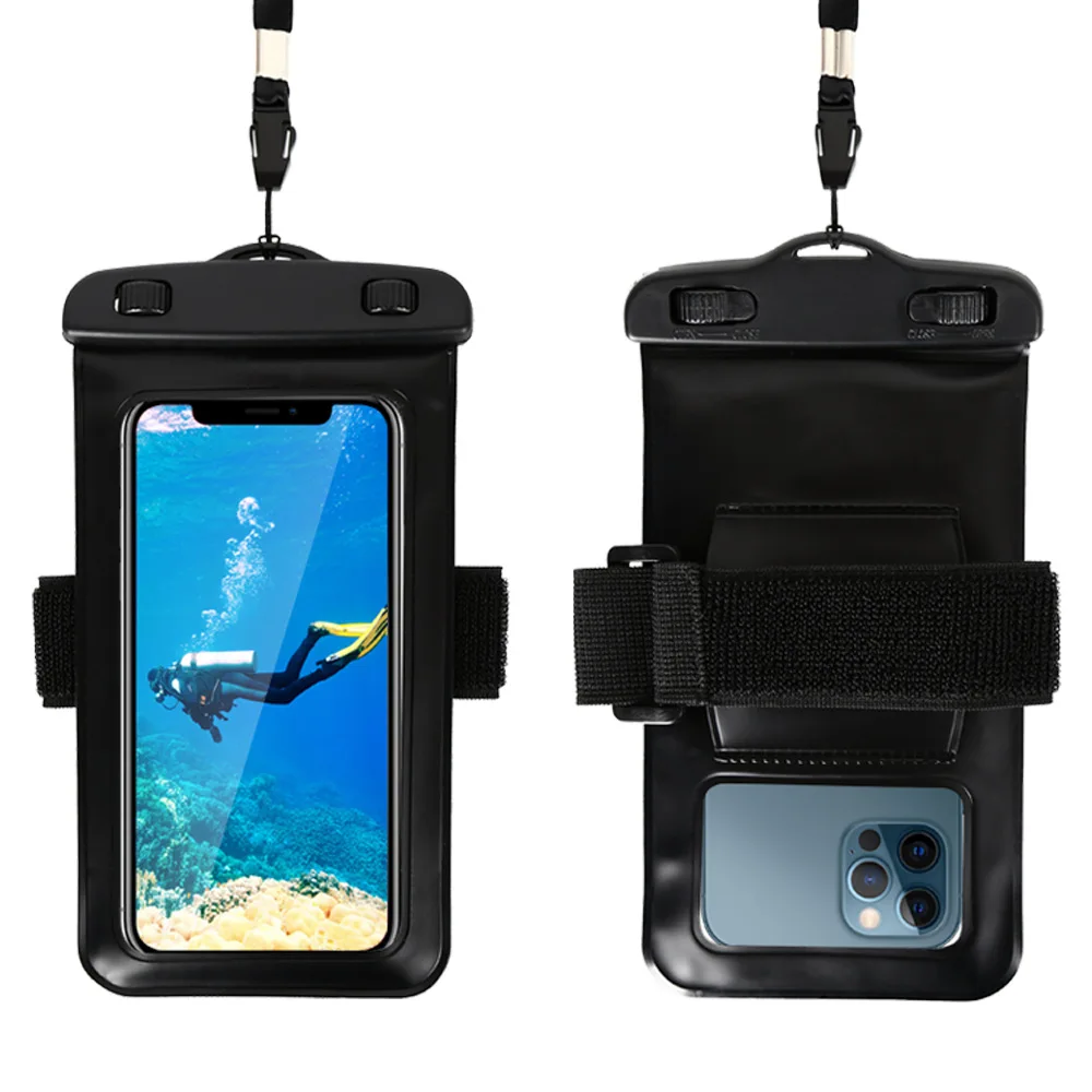 Mobile Phone Waterproof PVC Bag Outdoor Rafting Swimming Universal Beach Surfing ArmBag Touch Screen Waterproof Phone Bag Pack of 20
