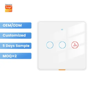 SMATRUL No Neutral Wire Tuya Smart WiFi RF433 Ceiling Fan Light Switch Glass Panel Backlight Voice Control for Alexa/Google Home