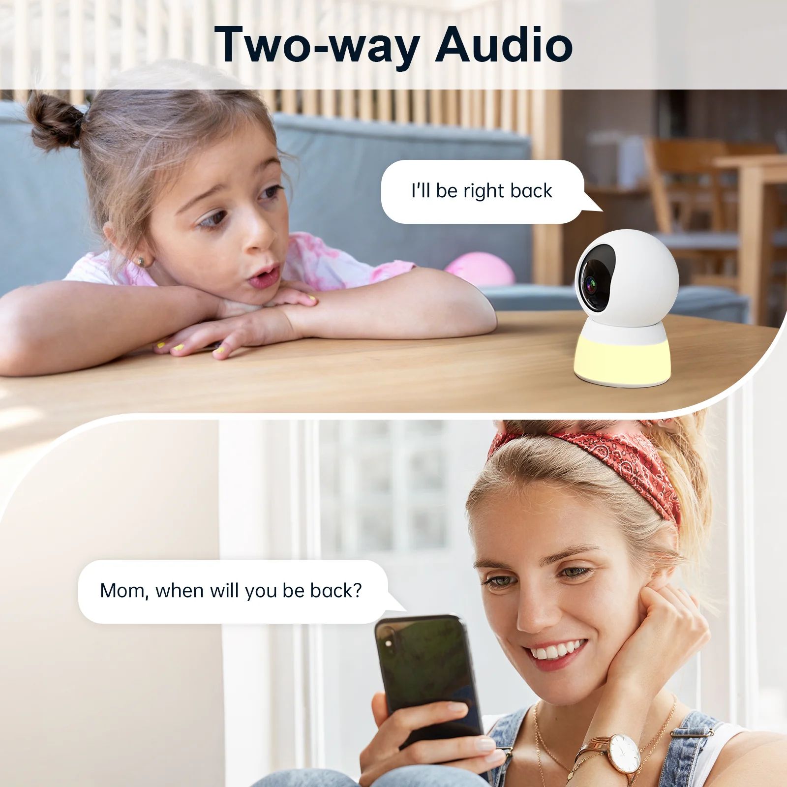 2MP WIFI Camera with Night Light Smart PTZ Auto Tracking Indoor Wireless Security Video Surveillance Cameras Baby Cam - Image 4