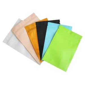 and Custom One Side Clear Transparent Multicolor Food Grade Foil Metallic 3 Side Seal Flat Reclosable Zip Lock Bag Pack of 200