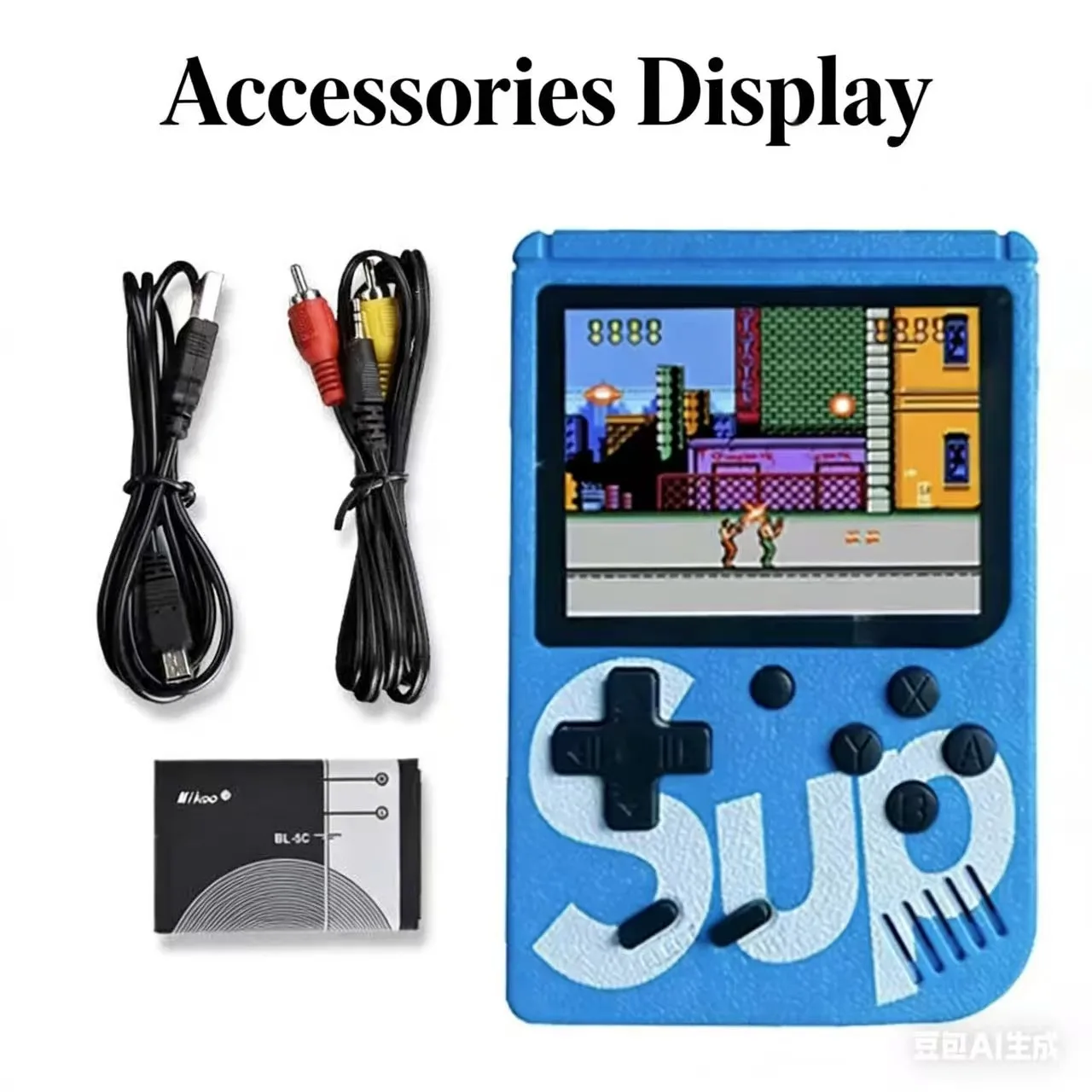 Retro SUP Handheld Game Box, 400-in-1 Classic FC Games, Portable Mini Console with HD ScreenTV Connection & Rechargeable Battery Pack of 5 - Image 3