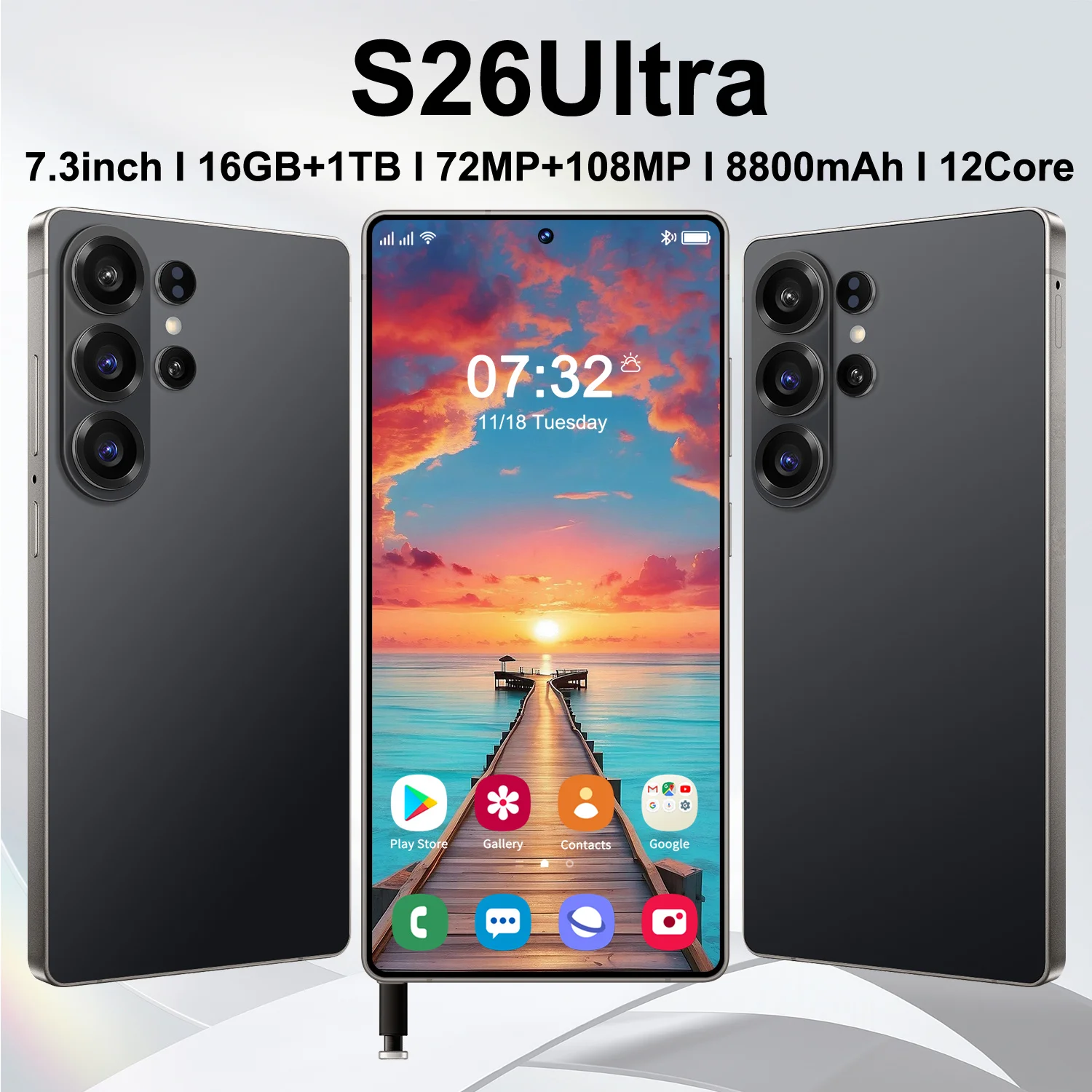 Budget Edition S26 Ultra 5G Smartphone 16GB+1TB Storage Camera Unlocked Android Mobile Phone with Face ID Fingerprint Dual SIM - Image 4