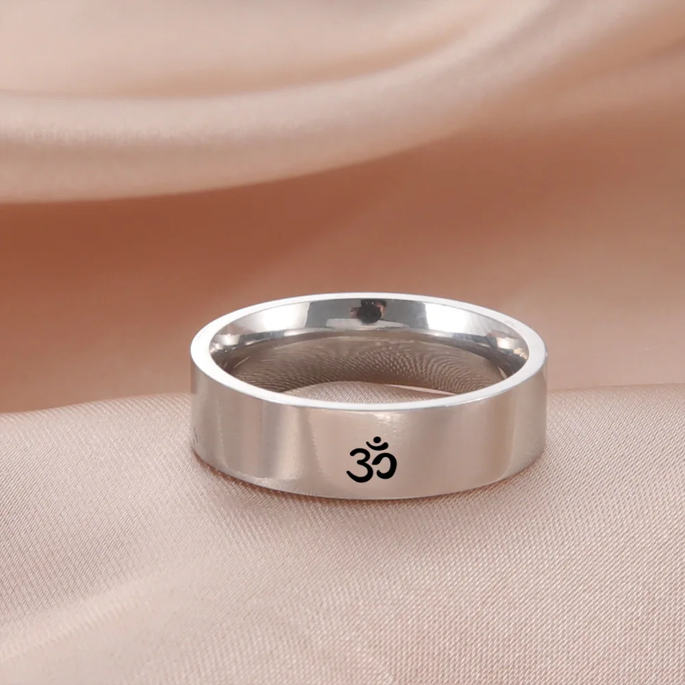 Stainless Steel Hinduism Yoga Pendant Rings for Men Women Indian Yoga Om Finger Ring Jewelry Birthday Gifts Wholesale Pack of 10 - Image 4