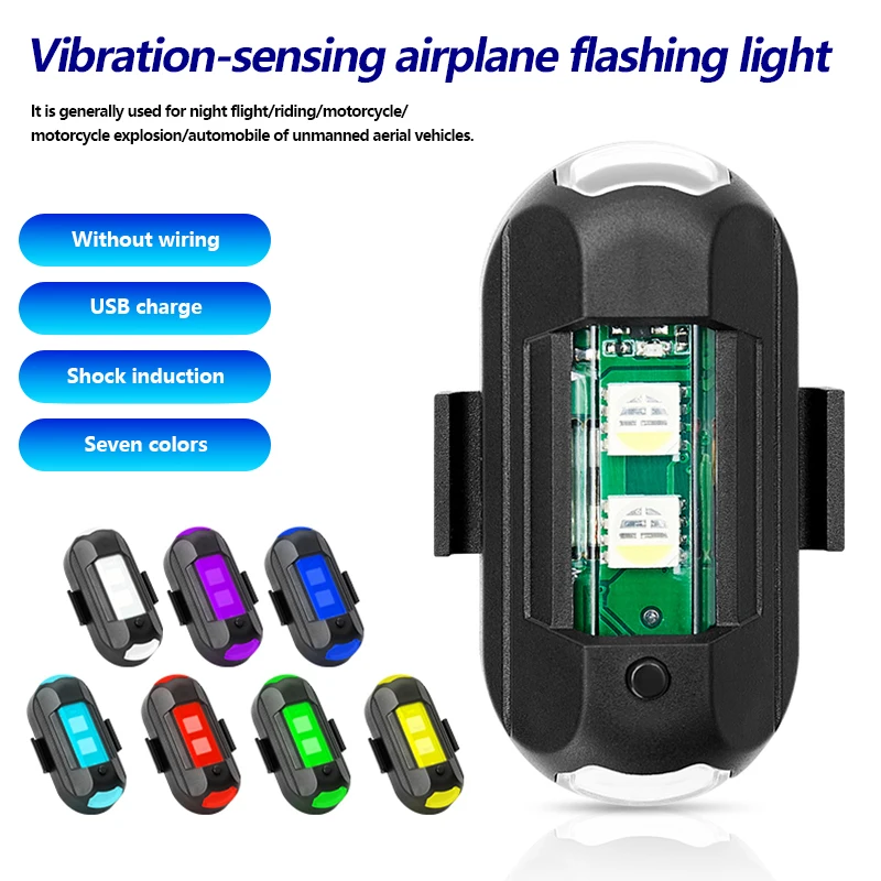 USB Charging Riding Flying Anti-Collision 7 Colors Flashing Lights for Aircraft Led Aircraft Strobe Lights for Vehicle Car Pack of 50 - Image 2