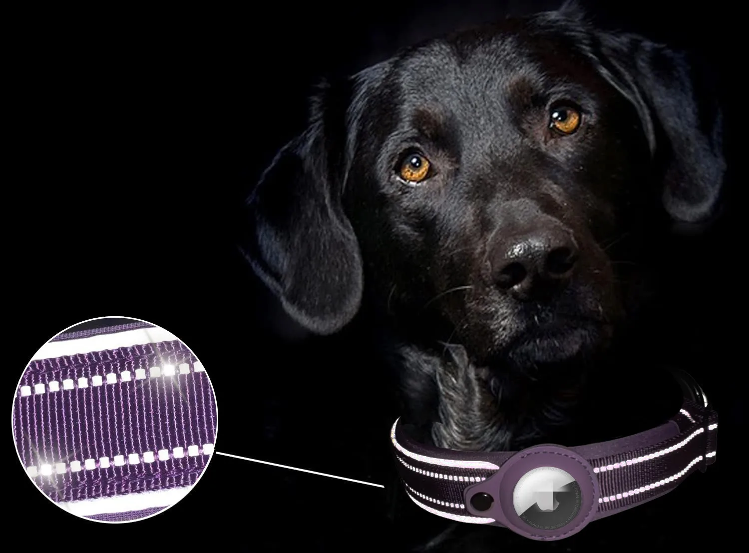 Reflective Nylon Fiber Dog Tracking Collar with Lights Solid Pattern GPS Anti-Loss Positioning Device for Pets - Image 3