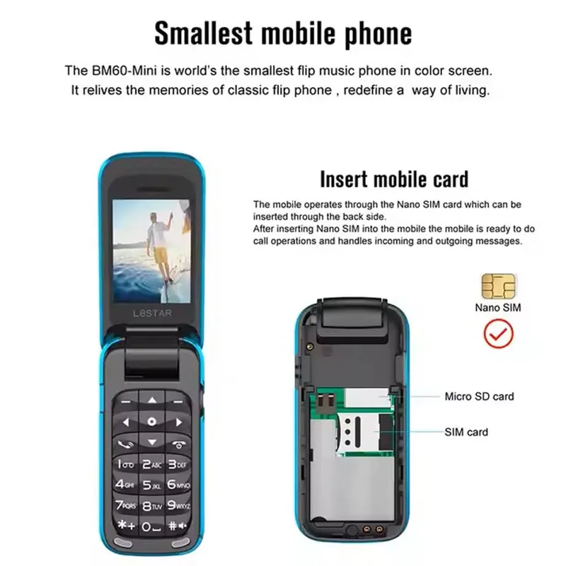 Drop Shipping 1.14 Inch Magic Voice Changer Telephone Portable L8star Bm60 FM Radio 2G Cellphone Magic Voice Flip Cellphone Pack of 10 - Image 3