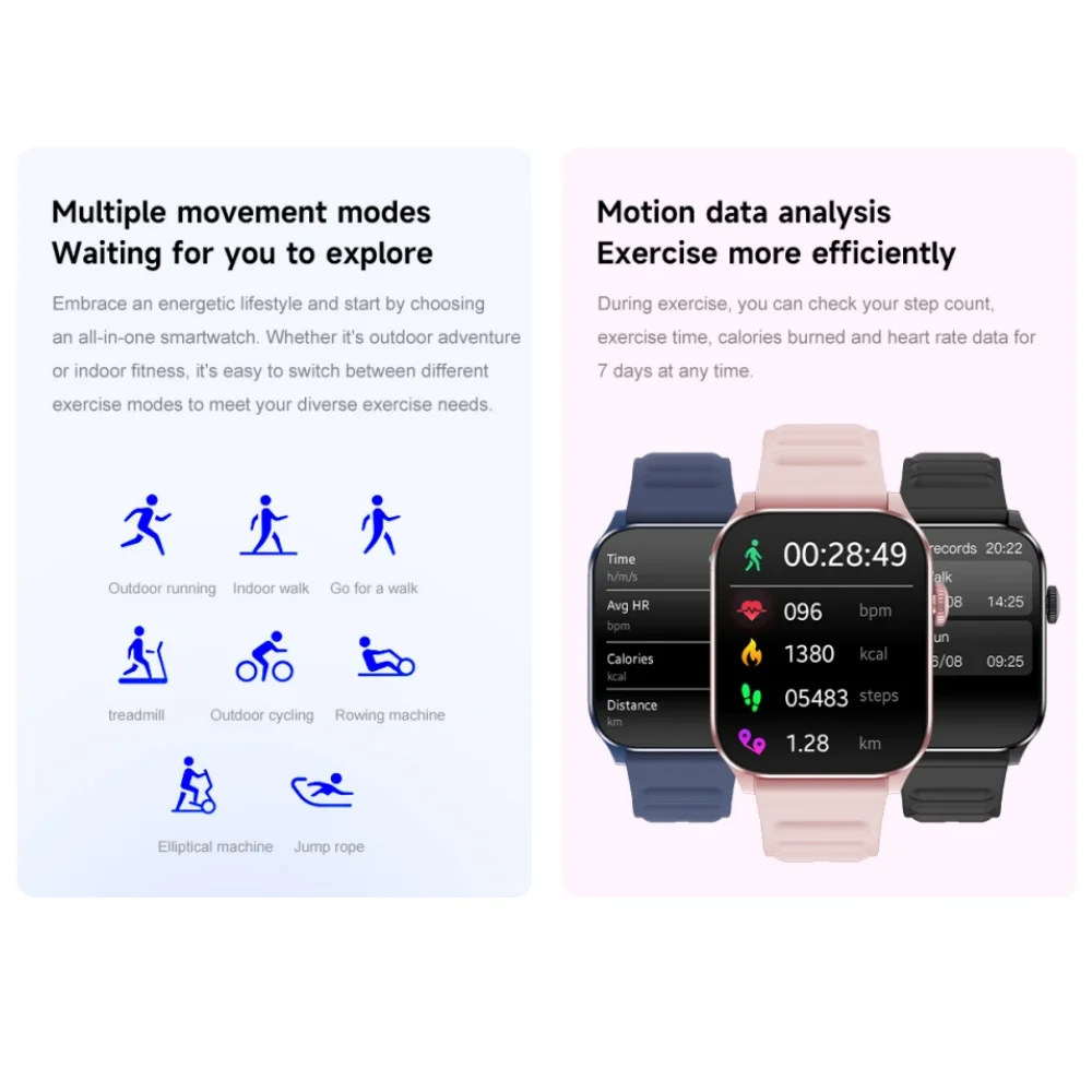 New Fashion T1 Smart Watch for Unisex Breathing Training Multiple Sport Modes Message Reminder Health Monitor Reloj Inteligente - Image 4
