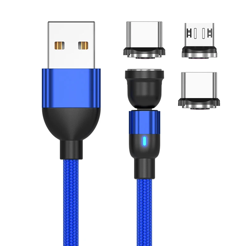 Wholesale 540 Rotation 3 in 1 Magnetic Usb Cable Data Cables Fast Charging Cable for Ip/Micro USB Type C Pack of 50 - Image 4