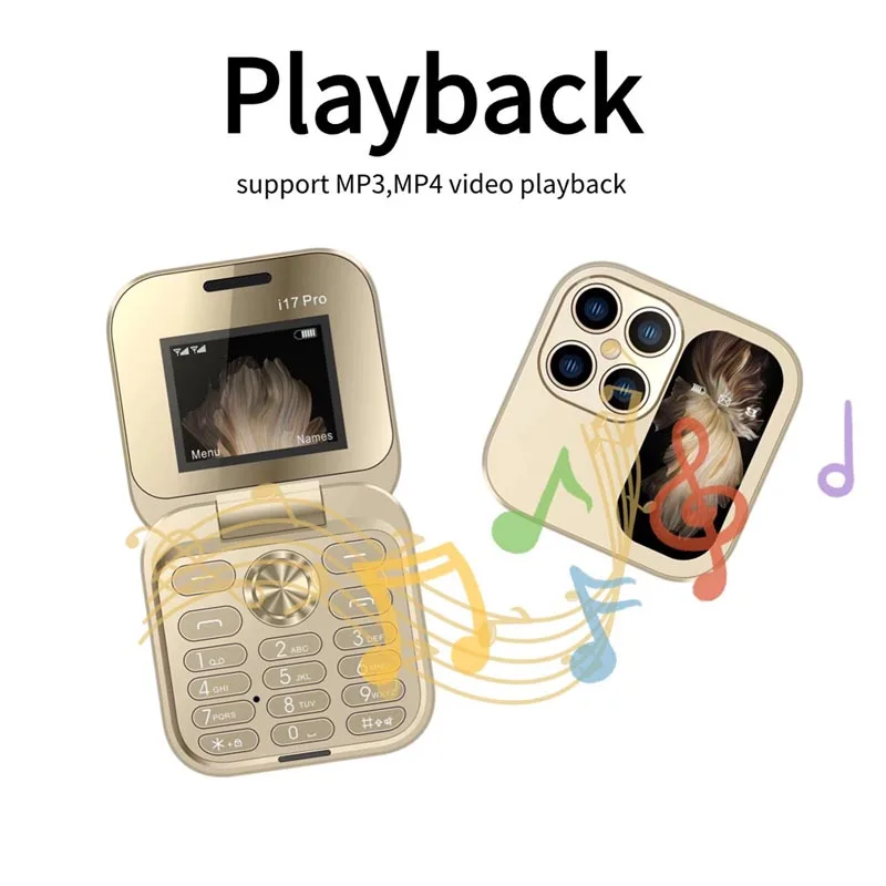 I17 Mini Foldable Mobile Phone Speed Dial 2G Dual SIM Card Pocket Phone Flashlight FM Radio Blacklist Magic Voice Flip Cellphone Pack of 5 - Image 4