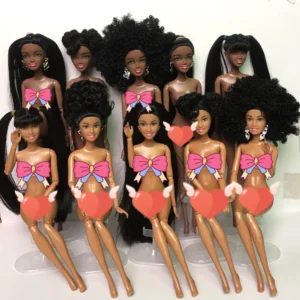 Wholesale 12 Inch Black Plastic Doll Body DIY Girl Toys African American Pack of 10