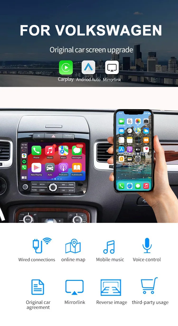 KANOR Carplay Android AUTO Adapter Interface Video BOX for VW Passat Polo Golf 6 Golf 7 MK6 MK7 - Image 2