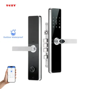 YAGU TTlock App Factory Wholesale Waterproof Stainless Steel Smart Lock Fingerprint Entry Door for Wood Door With Lock Handle
