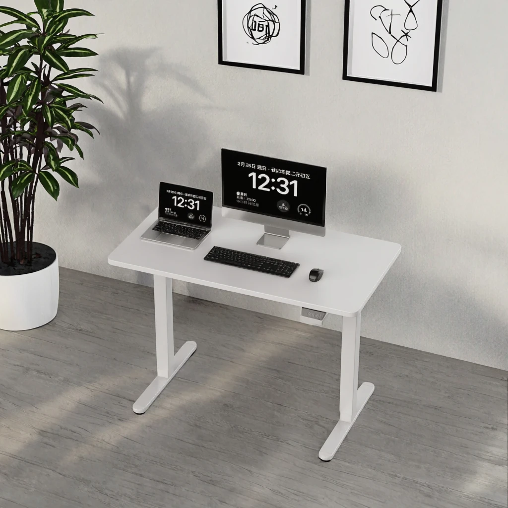 Modern Minimalist Luxury Single Motor Electric Stainless Steel Commercial-Grade Stand-Up Desk Adjustable Height Home Office
